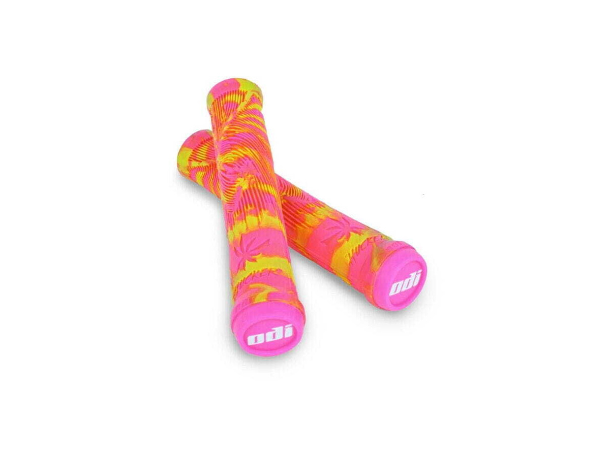 ODI Hucker BMX Grips NO Flange 160mm - Pink / Yellow LTD click to zoom image