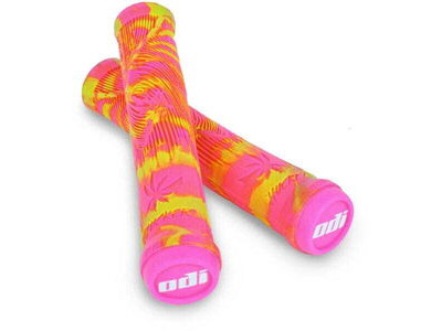 ODI Hucker BMX Grips NO Flange 160mm - Pink / Yellow LTD 