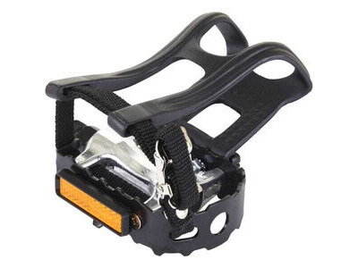 M-PART Essential Alloy pedals including toe clips and straps, 9/16 inch thread