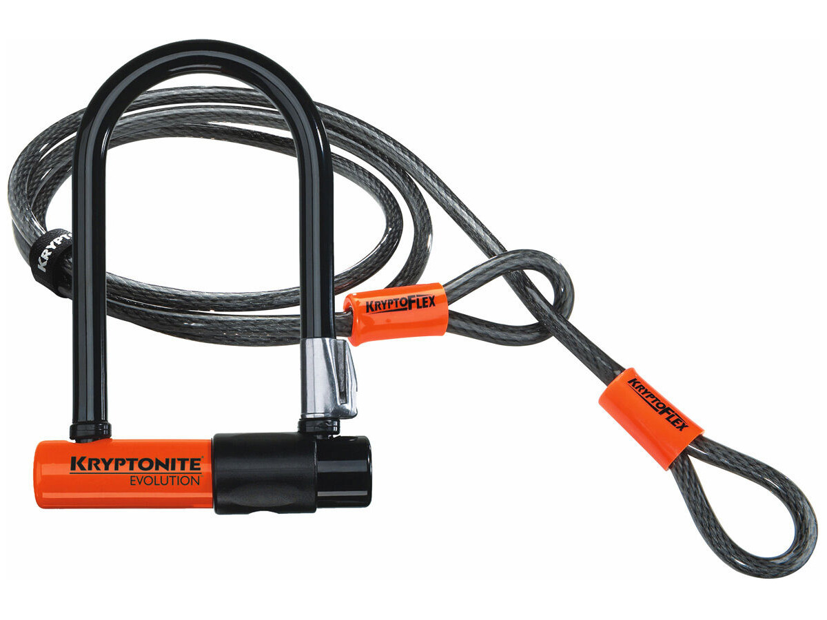 KRYPTONITE Evolution Mini 7 Lock with 4 ft Kryptoflex Cable with FlexFrame Bracket click to zoom image