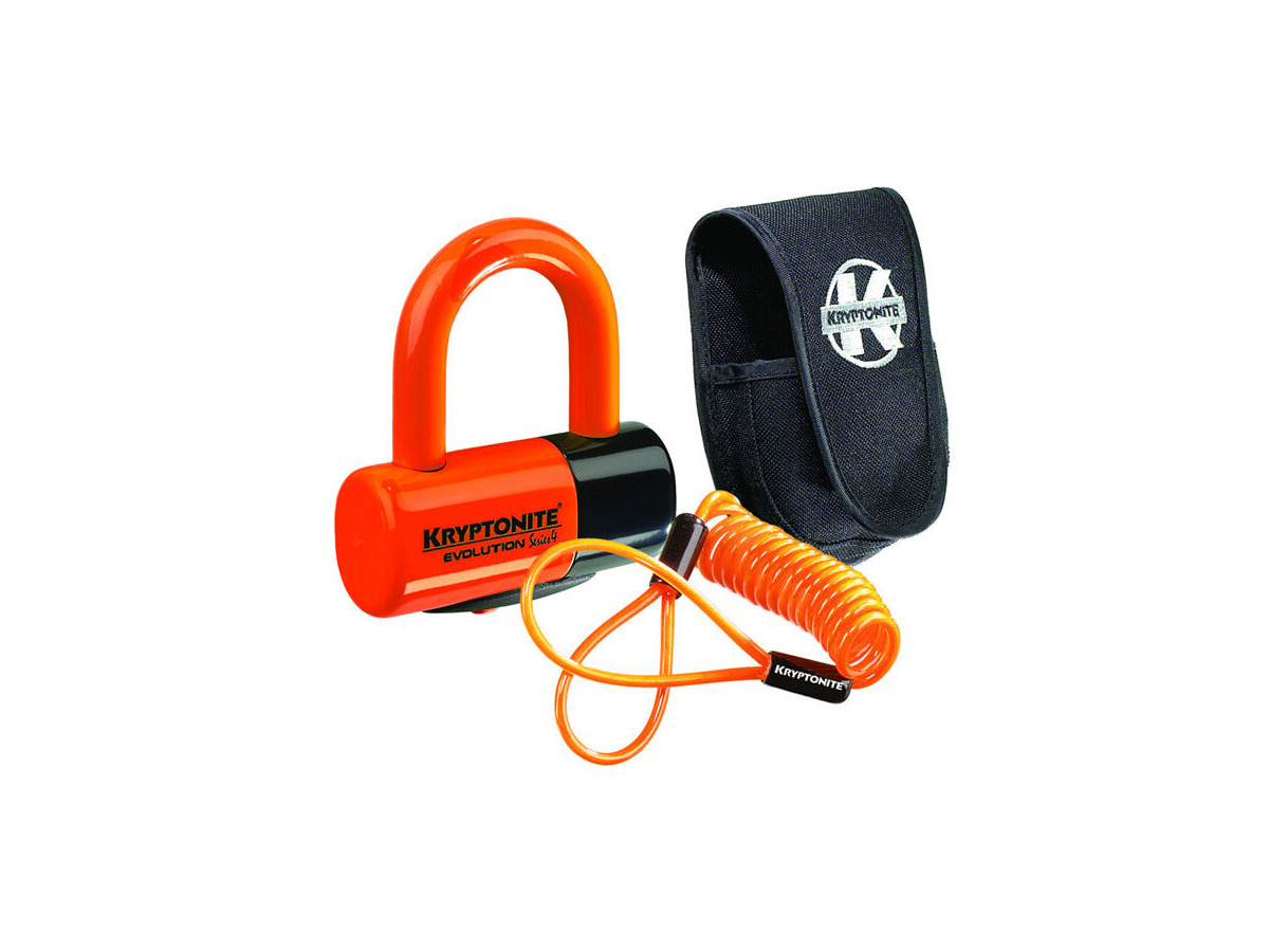 KRYPTONITE Evolution Series 4 disc lock - Premium Pack pouch and reminder cable - orange click to zoom image
