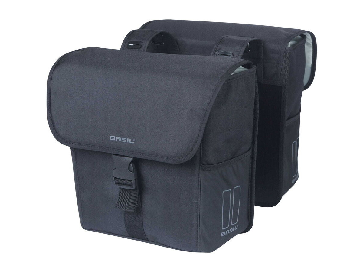BASIL GO double bag, 32L, solid black click to zoom image
